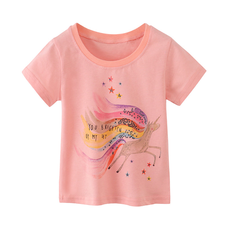 Baby Kid Girls Cartoon Print T-Shirts Wholesale 220422509