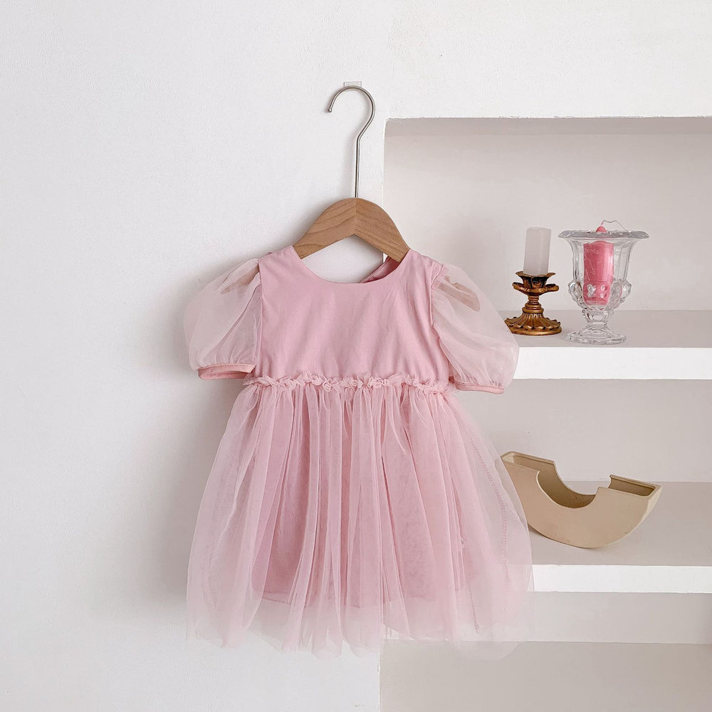 Baby Girls Solid Color Bow Dresses Wholesale 220422573