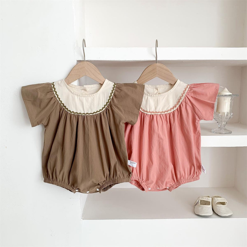 Baby Girls Color-blocking Rompers Wholesale 220422619