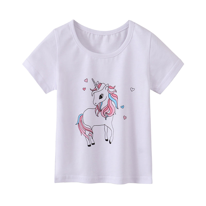 Baby Kid Girls Cartoon Unicorn Print T-Shirts Wholesale 220422637