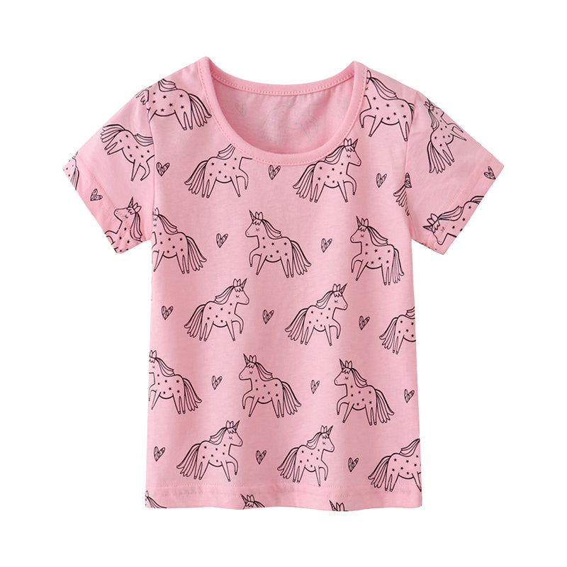 Baby Kid Girls Unicorn Print T-Shirts Wholesale 220422679