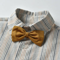 Load image into Gallery viewer, 2 Pieces Set Baby Kid Boys Striped Checked Bow Shirts And Pants Wholesale 22042276
