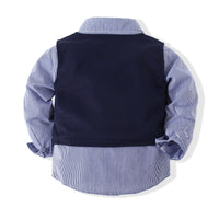 Load image into Gallery viewer, 3 Pieces Set Baby Kid Boys Checked Bow Shirts Solid Color Vests&amp;Waistcoats And Pants Wholesale 22042504
