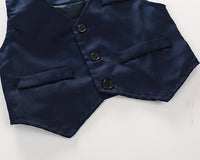 Load image into Gallery viewer, 3 Pieces Set Baby Kid Boys Checked Bow Shirts Solid Color Vests&amp;Waistcoats And Pants Wholesale 22042504
