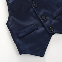 Load image into Gallery viewer, 3 Pieces Set Baby Kid Boys Checked Bow Shirts Solid Color Vests&amp;Waistcoats And Pants Wholesale 22042504
