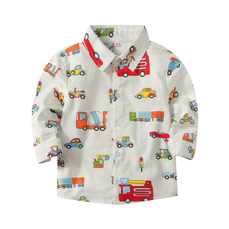 Baby Kid Boys Car Cartoon Print Shirts Wholesale 220425115