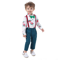 Load image into Gallery viewer, 2 Pieces Set Baby Kid Boys Flower Print Shirts And Solid Color Rompers Wholesale 220425120
