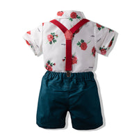Load image into Gallery viewer, 2 Pieces Set Baby Kid Boys Flower Print Shirts And Solid Color Rompers Wholesale 220425120
