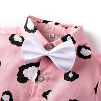 Load image into Gallery viewer, 2 Pieces Set Baby Boys Dressy Birthday Party Bow Print Shirts And Solid Color Shorts Wholesale 220425130
