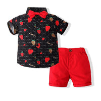 Load image into Gallery viewer, 2 Pieces Set Baby Kid Boys Fruit Bow Print Shirts And Solid Color Shorts Wholesale 220425131
