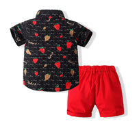 Load image into Gallery viewer, 2 Pieces Set Baby Kid Boys Fruit Bow Print Shirts And Solid Color Shorts Wholesale 220425131

