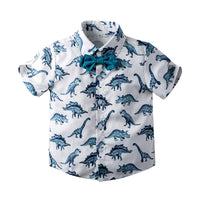 Load image into Gallery viewer, Kid Boys Dinosaur Bow Print Dressy Birthday Party Shirts Wholesale 220425133
