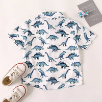 Load image into Gallery viewer, Kid Boys Dinosaur Bow Print Dressy Birthday Party Shirts Wholesale 220425133
