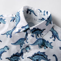 Load image into Gallery viewer, Kid Boys Dinosaur Bow Print Dressy Birthday Party Shirts Wholesale 220425133
