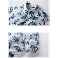 Load image into Gallery viewer, Kid Boys Dinosaur Bow Print Dressy Birthday Party Shirts Wholesale 220425133
