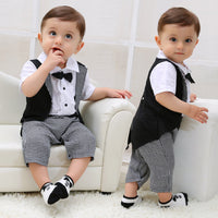 Load image into Gallery viewer, Baby Boys Houndstooth Bow Jumpsuits Wholesale 22042514
