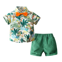 Load image into Gallery viewer, 2 Pieces Set Baby Kid Boys Bow Print Shirts And Solid Color Shorts Wholesale 220425140
