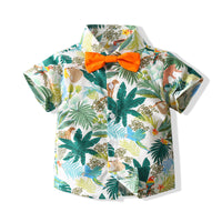Load image into Gallery viewer, 2 Pieces Set Baby Kid Boys Bow Print Shirts And Solid Color Shorts Wholesale 220425140
