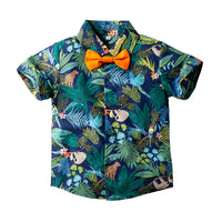 Load image into Gallery viewer, 2 Pieces Set Baby Kid Boys Bow Print Shirts And Solid Color Shorts Wholesale 220425140
