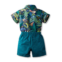Load image into Gallery viewer, 2 Pieces Set Baby Kid Boys Bow Print Shirts And Solid Color Shorts Wholesale 220425140
