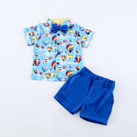 Load image into Gallery viewer, 2 Pieces Set Baby Kid Boys Bow Print Shirts And Solid Color Shorts Wholesale 220425141
