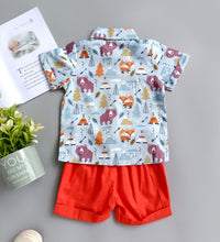 Load image into Gallery viewer, 2 Pieces Set Baby Kid Boys Animals Cartoon Print Shirts And Solid Color Shorts Wholesale 220425143
