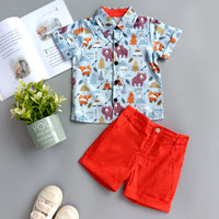 Load image into Gallery viewer, 2 Pieces Set Baby Kid Boys Animals Cartoon Print Shirts And Solid Color Shorts Wholesale 220425143
