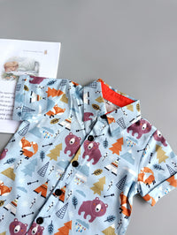 Load image into Gallery viewer, 2 Pieces Set Baby Kid Boys Animals Cartoon Print Shirts And Solid Color Shorts Wholesale 220425143
