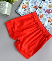 Load image into Gallery viewer, 2 Pieces Set Baby Kid Boys Animals Cartoon Print Shirts And Solid Color Shorts Wholesale 220425143
