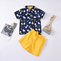 Load image into Gallery viewer, 2 Pieces Set Baby Kid Boys Cartoon Print Shirts And Solid Color Shorts Wholesale 220425150
