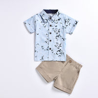 Load image into Gallery viewer, 2 Pieces Set Baby Kid Boys Animals Print Shirts And Solid Color Shorts Wholesale 220425160
