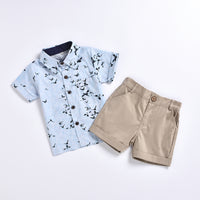 Load image into Gallery viewer, 2 Pieces Set Baby Kid Boys Animals Print Shirts And Solid Color Shorts Wholesale 220425160
