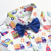 Load image into Gallery viewer, 2 Pieces Set Baby Kid Boys Cartoon Bow Print Shirts And Solid Color Shorts Wholesale 220425167
