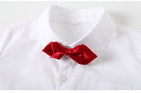 Load image into Gallery viewer, 3 Pieces Set Baby Kid Boys Birthday Party Bow Shirts Checked Vests Waistcoats And Solid Color Pants Wholesale 220425171
