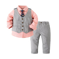Load image into Gallery viewer, 3 Pieces Set Baby Kid Boys Birthday Party Solid Color Bow Shirts Vests Waistcoats And Pants Wholesale 220425172
