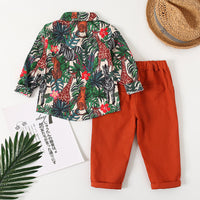 Load image into Gallery viewer, 2 Pieces Set Baby Kid Boys Tropical Shirts And Solid Color Pants Wholesale 220425178
