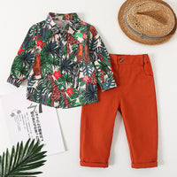 Load image into Gallery viewer, 2 Pieces Set Baby Kid Boys Tropical Shirts And Solid Color Pants Wholesale 220425178
