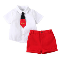 Load image into Gallery viewer, 2 Pieces Set Baby Kid Boys Bow Shirts And Solid Color Shorts Wholesale 220425180
