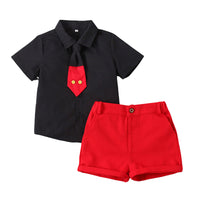 Load image into Gallery viewer, 2 Pieces Set Baby Kid Boys Bow Shirts And Solid Color Shorts Wholesale 220425180
