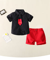 Load image into Gallery viewer, 2 Pieces Set Baby Kid Boys Bow Shirts And Solid Color Shorts Wholesale 220425180
