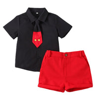 Load image into Gallery viewer, 2 Pieces Set Baby Kid Boys Bow Shirts And Solid Color Shorts Wholesale 220425180

