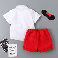 Load image into Gallery viewer, 2 Pieces Set Baby Kid Boys Bow Shirts And Solid Color Shorts Wholesale 220425180
