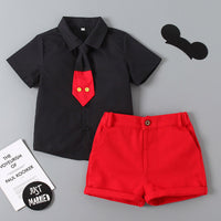 Load image into Gallery viewer, 2 Pieces Set Baby Kid Boys Bow Shirts And Solid Color Shorts Wholesale 220425180
