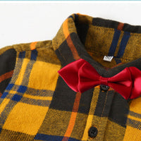Load image into Gallery viewer, 2 Pieces Set Baby Kid Boys Checked Bow Shirts And Jeans Wholesale 220425183
