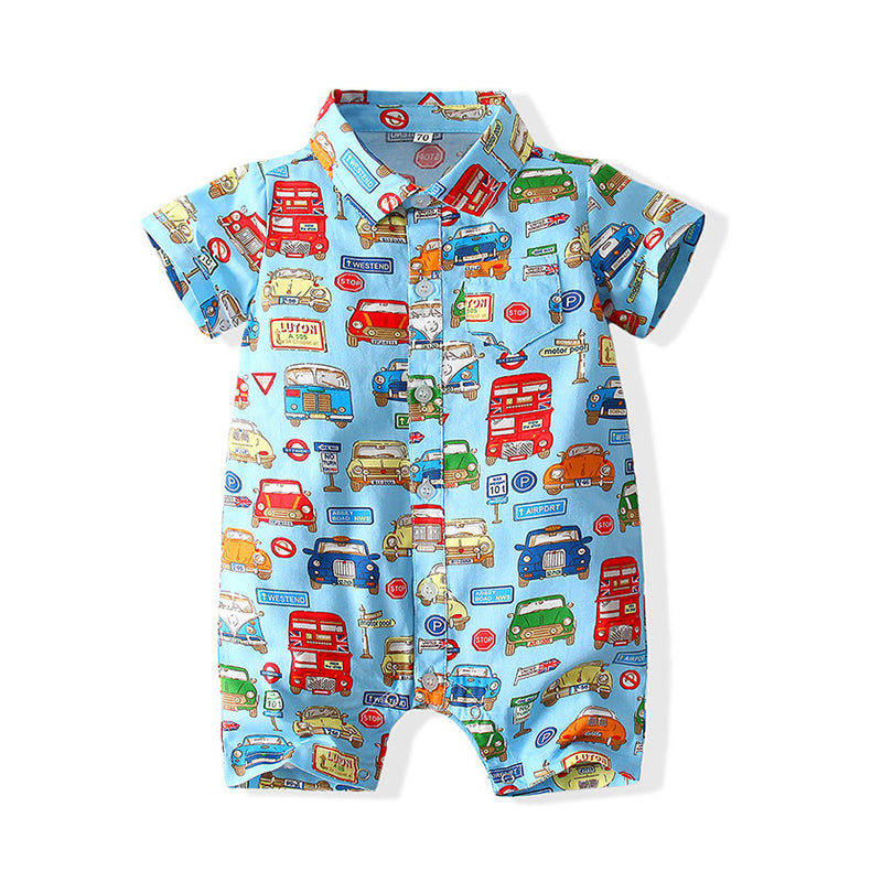 Baby Kid Unisex Car Print Jumpsuits Wholesale 220425203