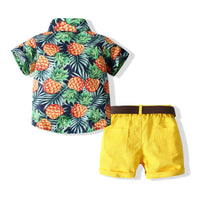 Load image into Gallery viewer, 2 Pieces Set Baby Kid Boys Tropical Shirts And Solid Color Shorts Wholesale 220425205

