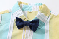 Load image into Gallery viewer, 2 Pieces Set Baby Kid Boys Striped Shirts And Solid Color Rompers Wholesale 220425218
