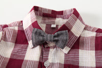 Load image into Gallery viewer, 2 Pieces Set Baby Kid Boys Checked Shirts And Solid Color Rompers Wholesale 220425219
