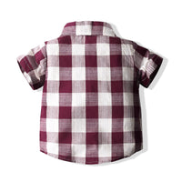 Load image into Gallery viewer, 2 Pieces Set Baby Kid Boys Checked Shirts And Solid Color Rompers Wholesale 220425219
