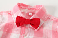 Load image into Gallery viewer, 2 Pieces Set Baby Kid Boys Dressy Checked Shirts And Solid Color Rompers Wholesale 220425222
